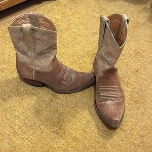 Tan cowboy ankle boots